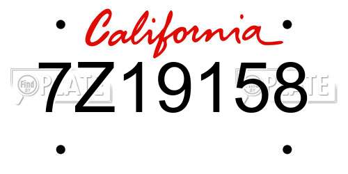 7Z19158 California License Plate
