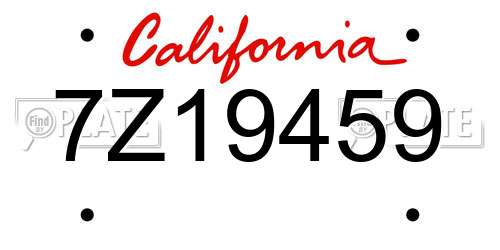 7Z19459 California License Plate