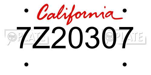 7Z20307 California License Plate