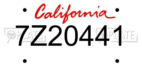 7Z20441 California License Plate
