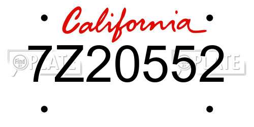 7Z20552 California License Plate