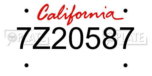 7Z20587 California License Plate
