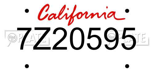 7Z20595 California License Plate