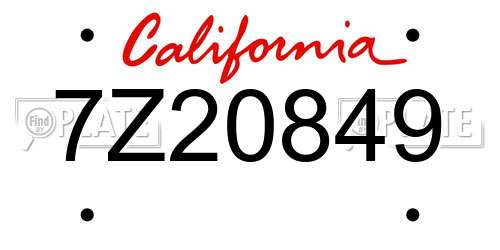 7Z20849 California License Plate