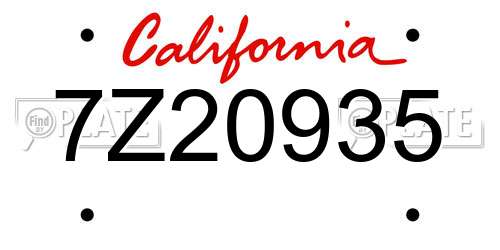 7Z20935 California License Plate