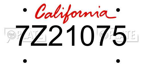 7Z21075 California License Plate