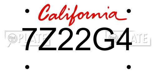 7Z22G4 California License Plate