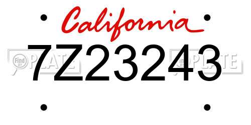 7Z23243 California License Plate