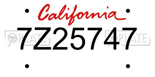 7Z25747 California License Plate