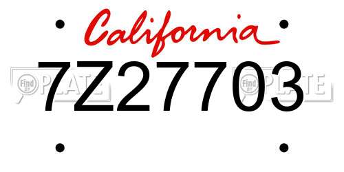 7Z27703 California License Plate