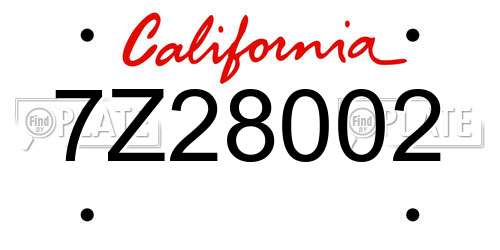 7Z28002 California License Plate