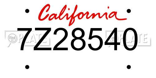 7Z28540 California License Plate