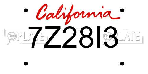 7Z28I3 California License Plate