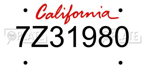 7Z31980 California License Plate