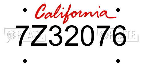 7Z32076 California License Plate