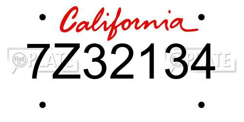 7Z32134 California License Plate