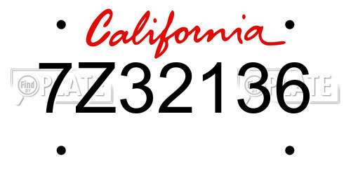7Z32136 California License Plate