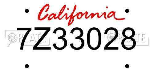 7Z33028 California License Plate