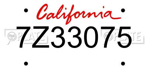 7Z33075 California License Plate