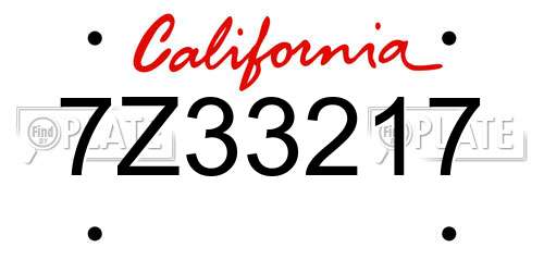 7Z33217 California License Plate
