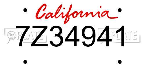 7Z34941 California License Plate