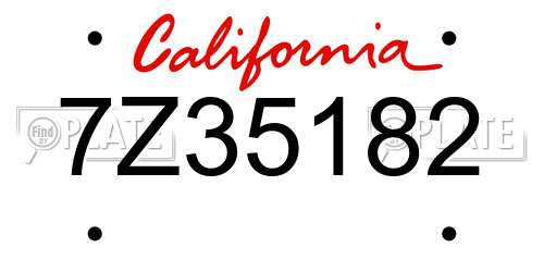 7Z35182 California License Plate
