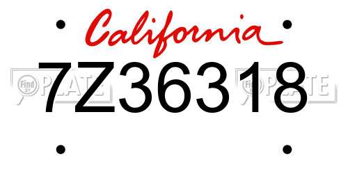 7Z36318 California License Plate