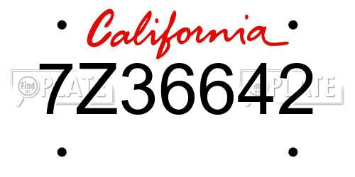 7Z36642 California License Plate