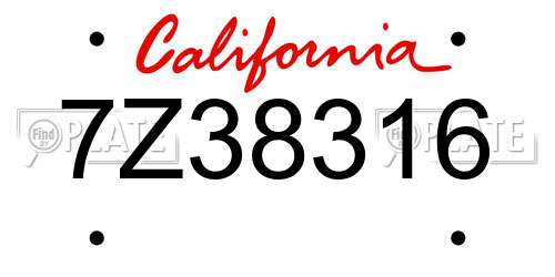 7Z38316 California License Plate