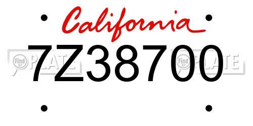7Z38700 California License Plate