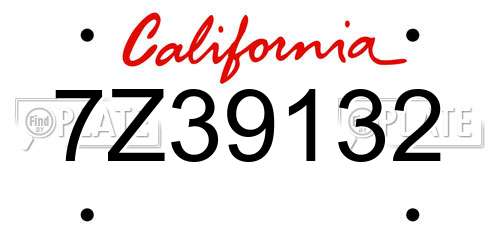 7Z39132 California License Plate