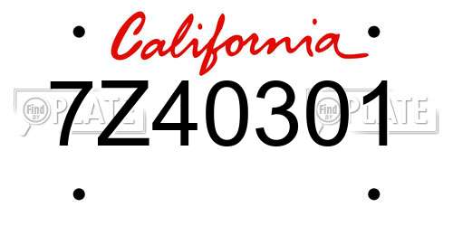 7Z40301 California License Plate