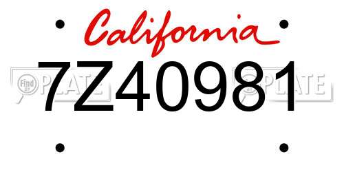 7Z40981 California License Plate