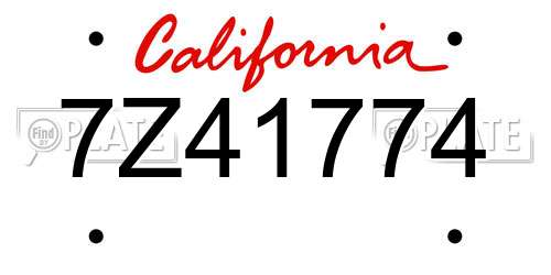 7Z41774 California License Plate