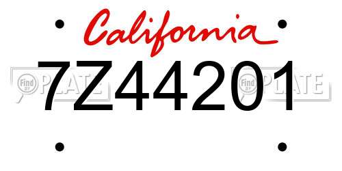7Z44201 California License Plate