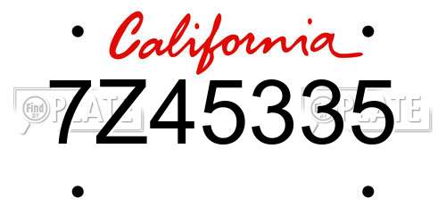 7Z45335 California License Plate