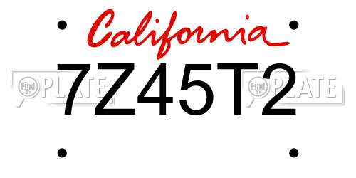 7Z45T2 California License Plate