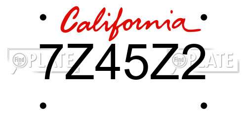 7Z45Z2 California License Plate
