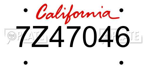 7Z47046 California License Plate