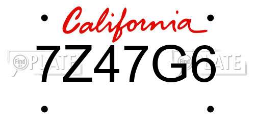 7Z47G6 California License Plate