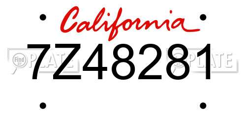 7Z48281 California License Plate