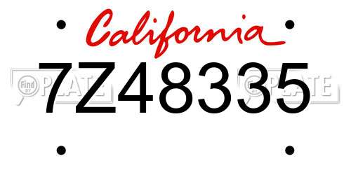 7Z48335 California License Plate