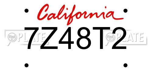 7Z48T2 California License Plate