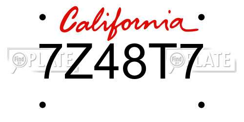 7Z48T7 California License Plate