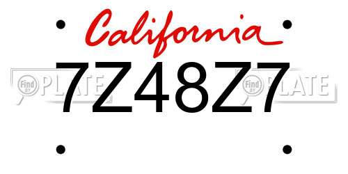 7Z48Z7 California License Plate
