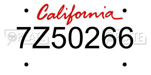 7Z50266 California License Plate