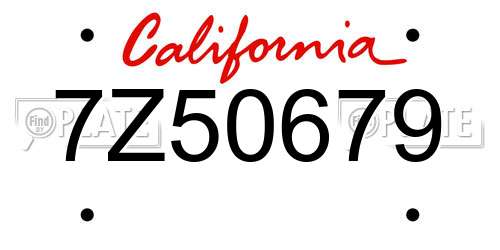 7Z50679 California License Plate