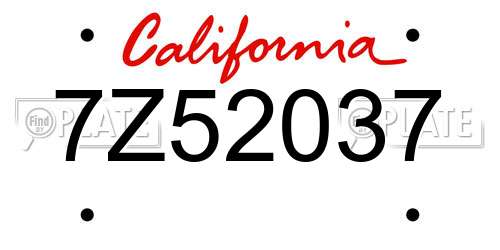 7Z52037 California License Plate