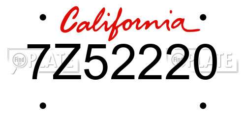 7Z52220 California License Plate