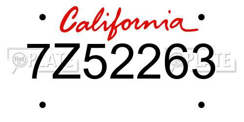 7Z52263 California License Plate
